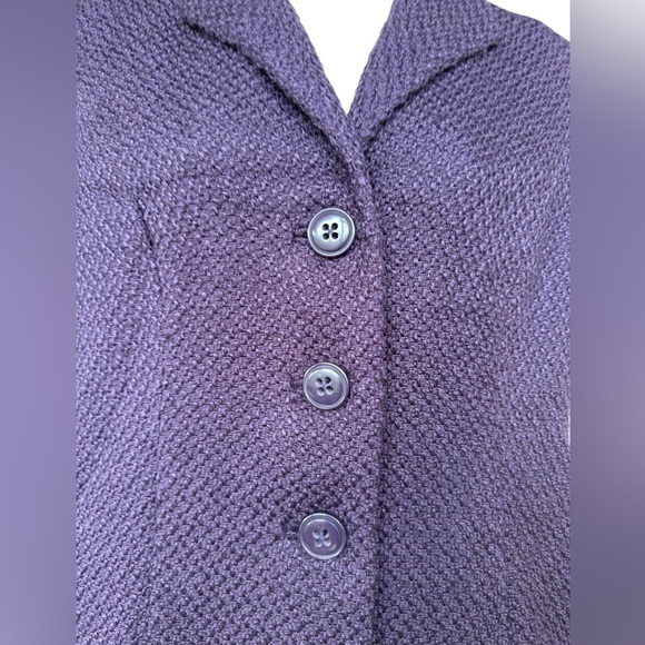 Coldwater Creek Jacket Womans Size 12 Purple Cap Sleeve Boucle Tweed Blazer Coat - Picture 4 of 10